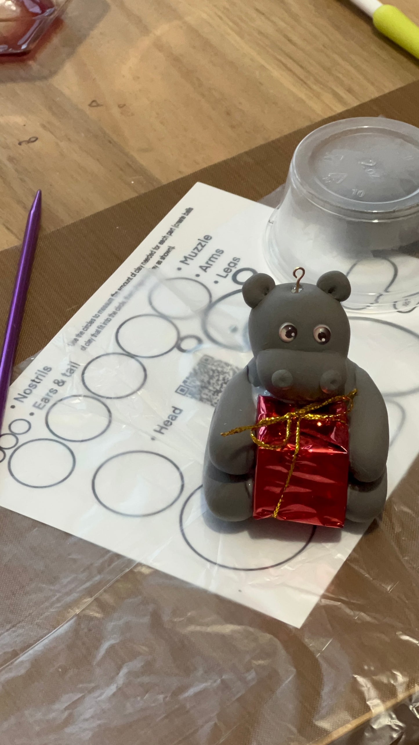 12/04/25 Foam Clay Hippo Christmas Ornament Class