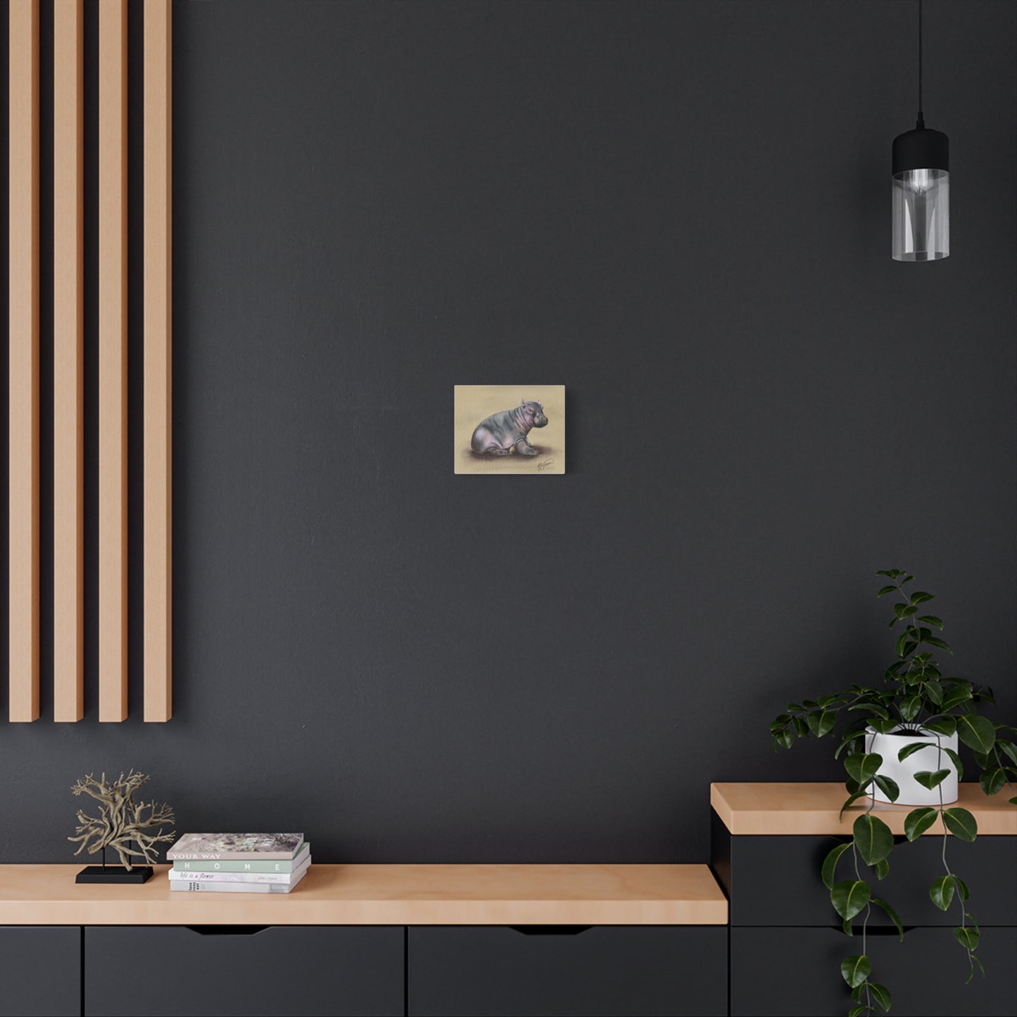 Baby Hippo Art Print — Matte Stretched Canvas Wall Decor