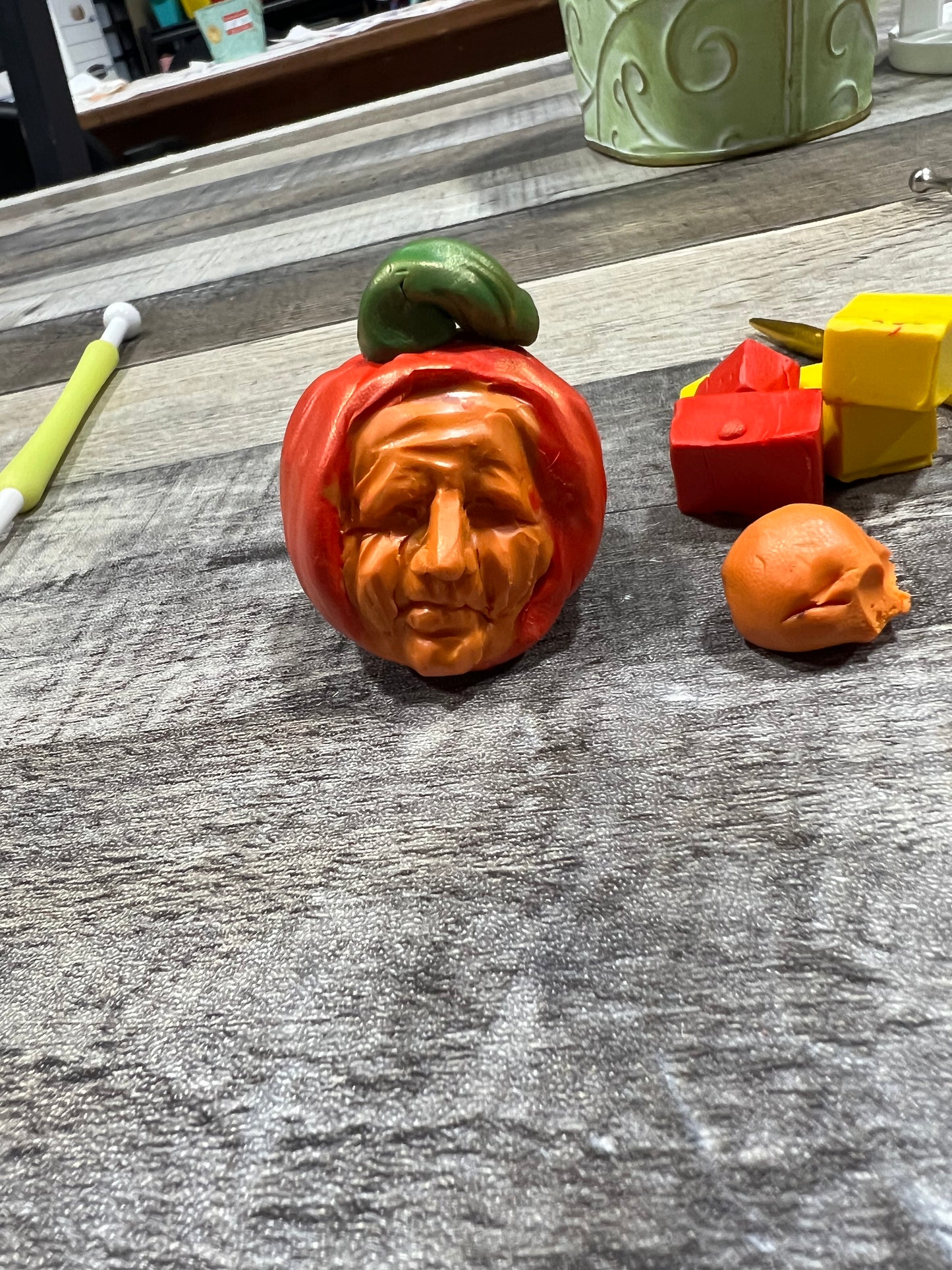 Sculpt A 3D “Carved” Clay Pumpkin Face