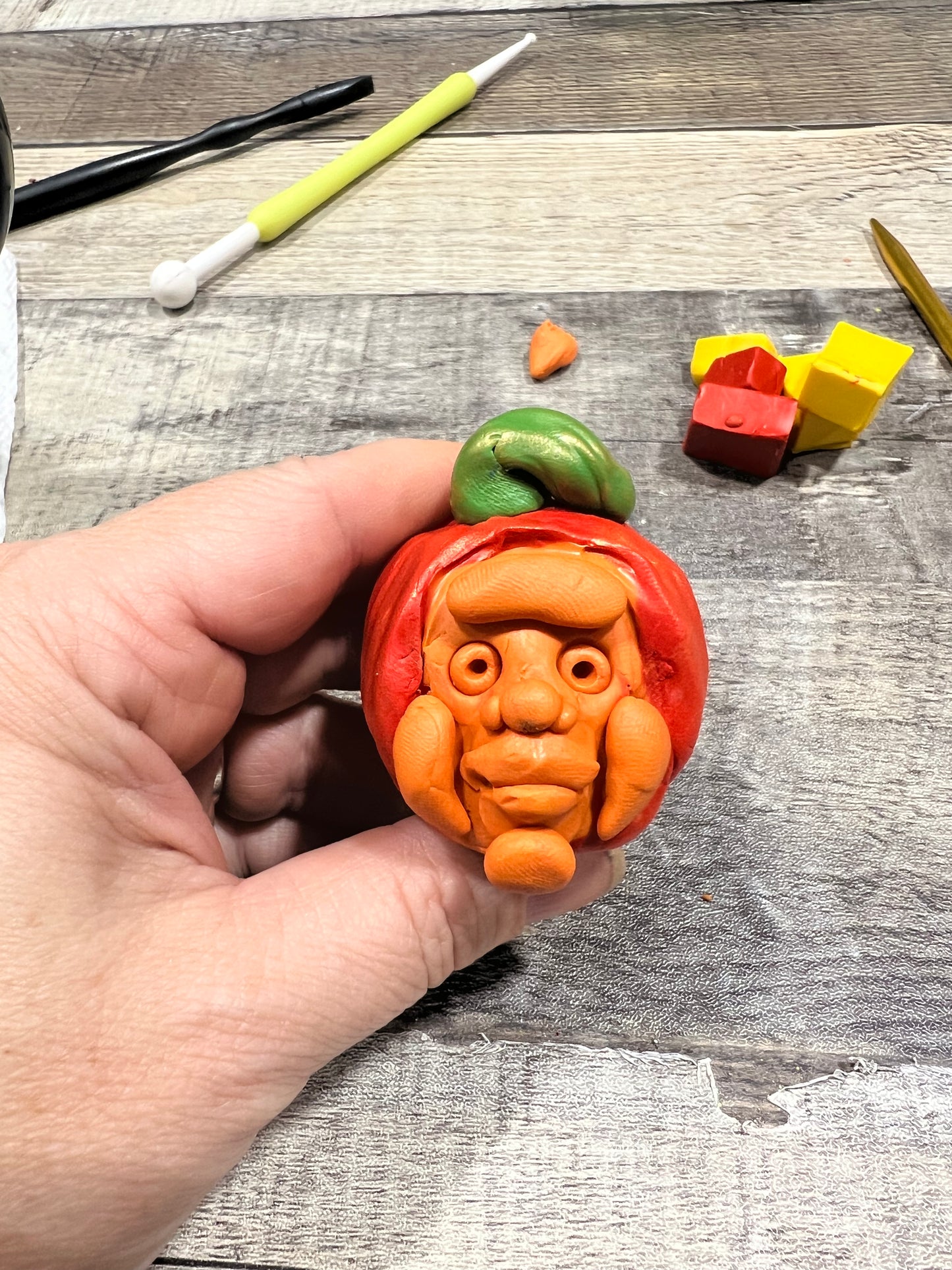 Sculpt A 3D “Carved” Clay Pumpkin Face