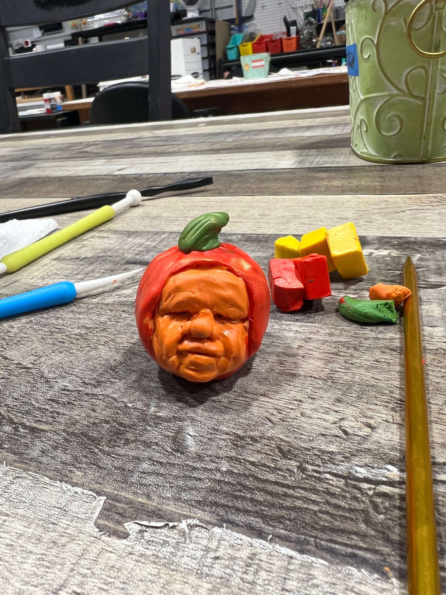 Sculpt A 3D “Carved” Clay Pumpkin Face