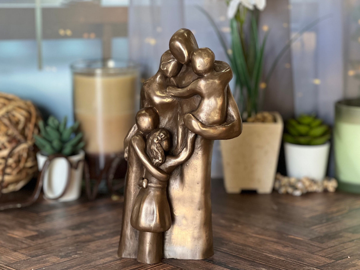 7th, 8th, 10th Anniversary Family of Five Portrait Bronze Gift, Birthday, Mother's Day, Father's Day - FO5TCC