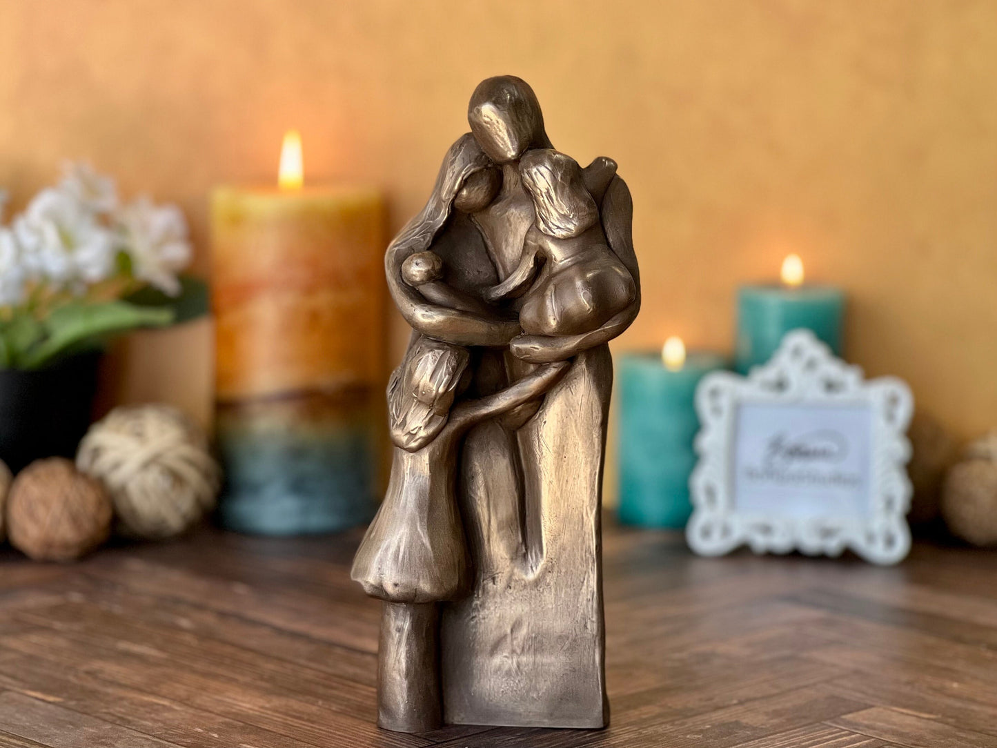 8th Anniversary Family of Five Portrait Aluminum Gift, Gift for Her, Gift for Him, Eight Year Husband Wife New Baby
