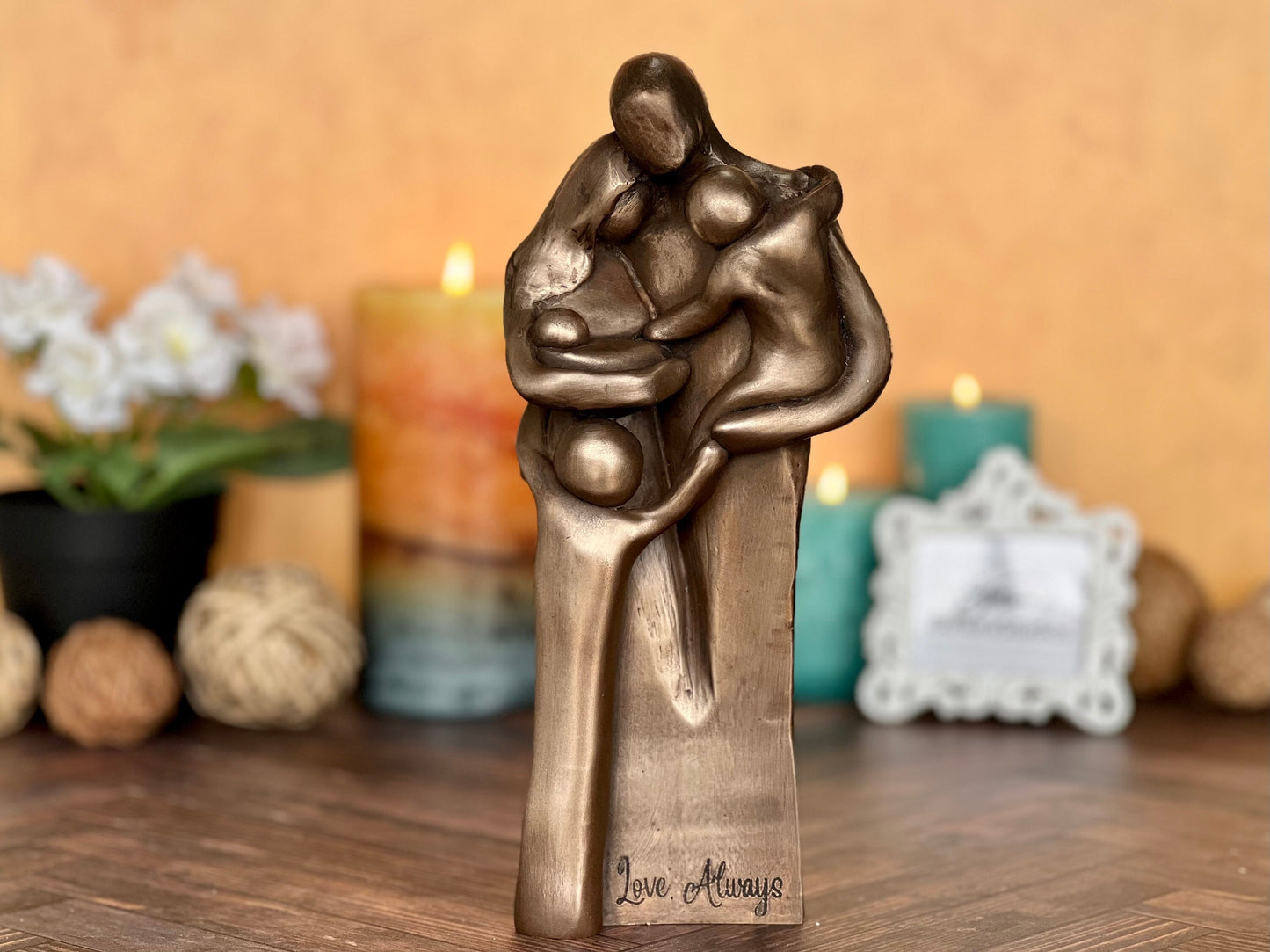 8th Anniversary Family of Five Portrait Aluminum Gift, Gift for Her, Gift for Him, Eight Year Husband Wife New Baby
