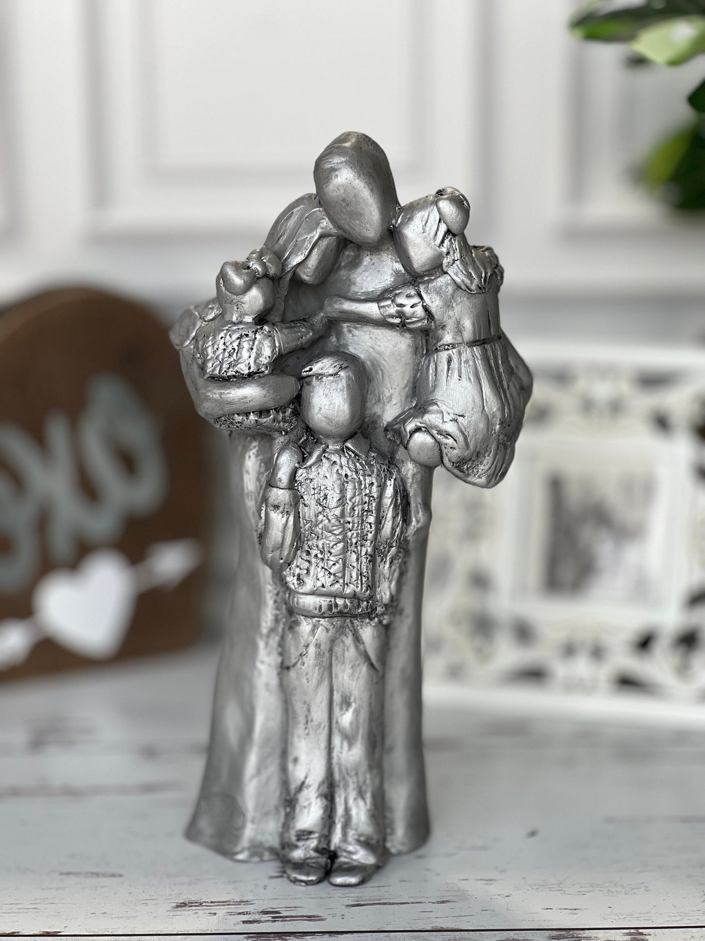 Personalized Family of Five Sculpture with Older Baby, Toddler, and Child FO5YtTC