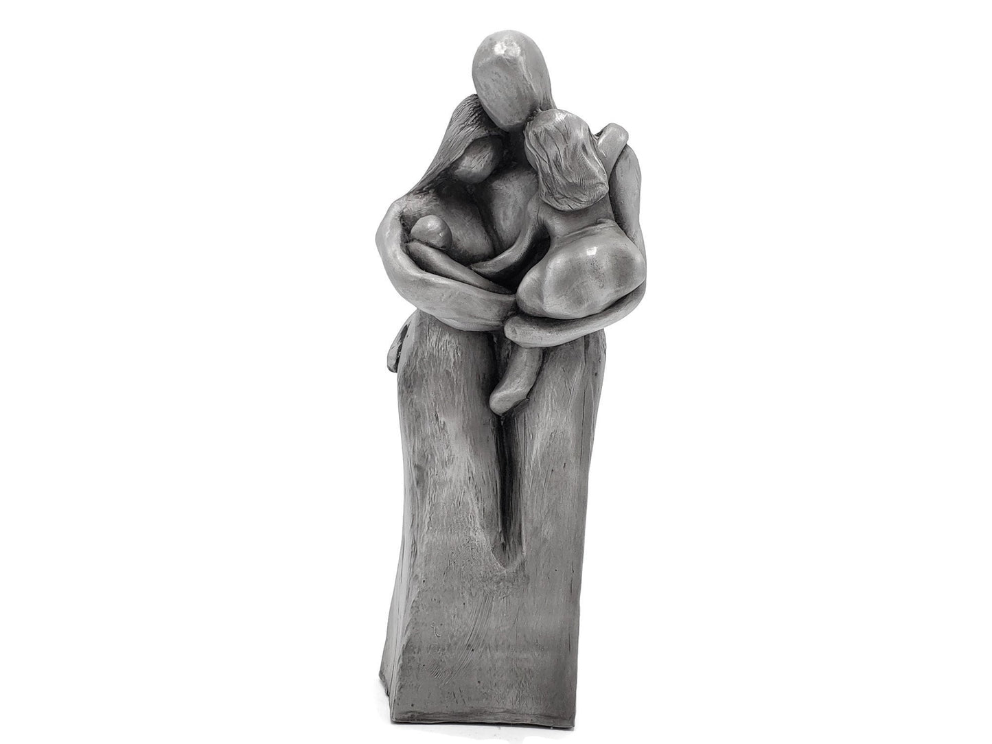 Family of Four w/ Newborn Baby and Young Toddler 10 Year Anniversary Aluminum Sculpture 10th Anniversary Gift for Men