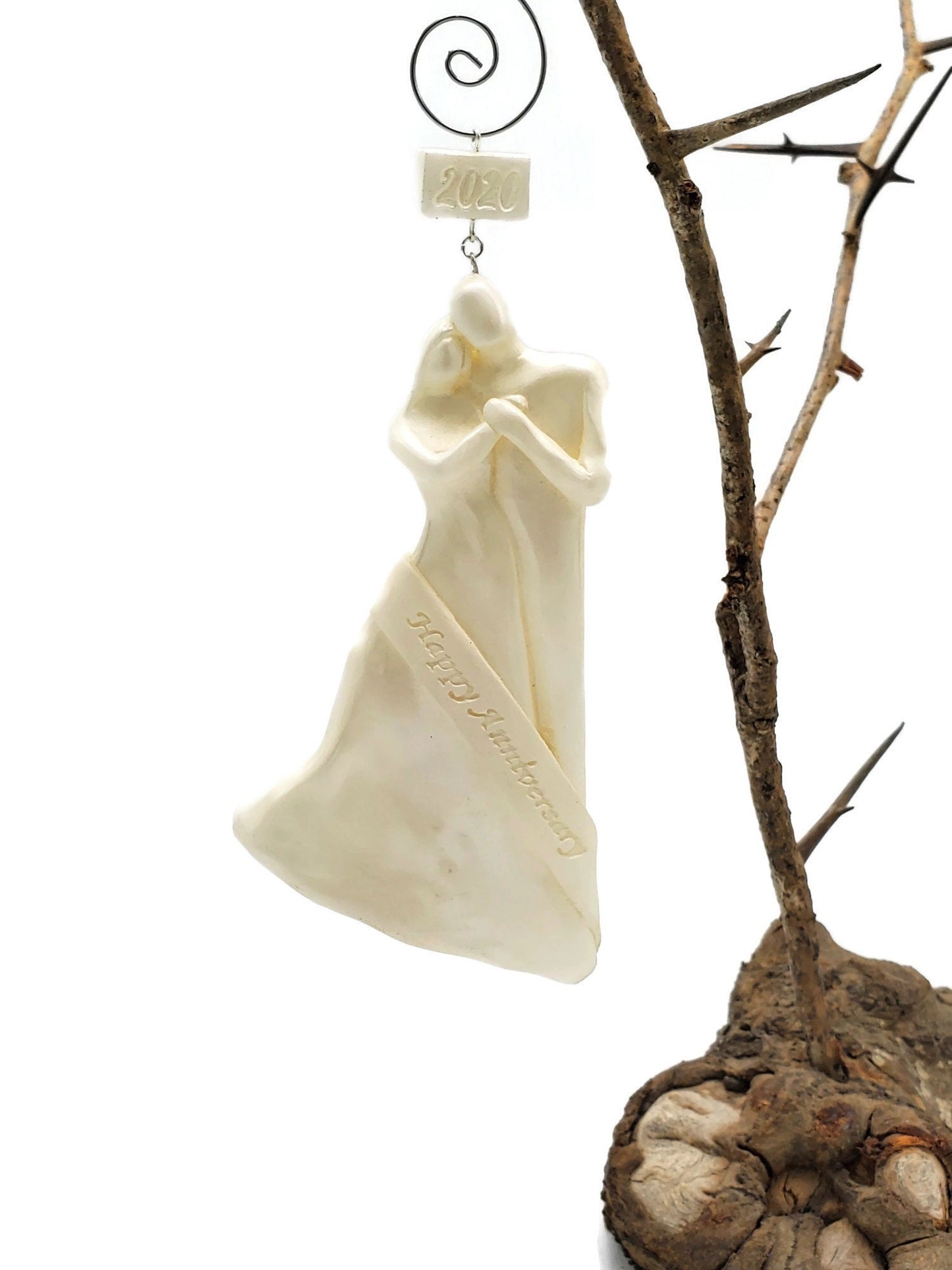 Couple's Wedding Anniversary Gift, Aluminum, Bronze, Copper, Pearl, Ivory, Silver or Gold - Happy Anniversary 2023 Christmas Ornament