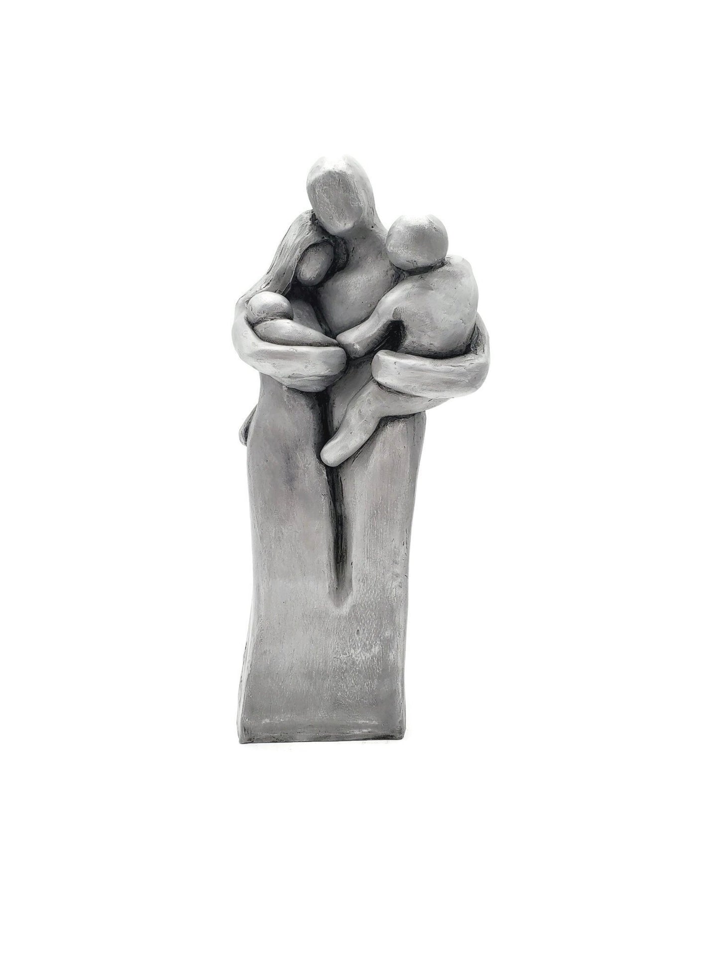 Family of Four w/ Newborn Baby and Young Toddler 10 Year Anniversary Aluminum Sculpture 10th Anniversary Gift for Men