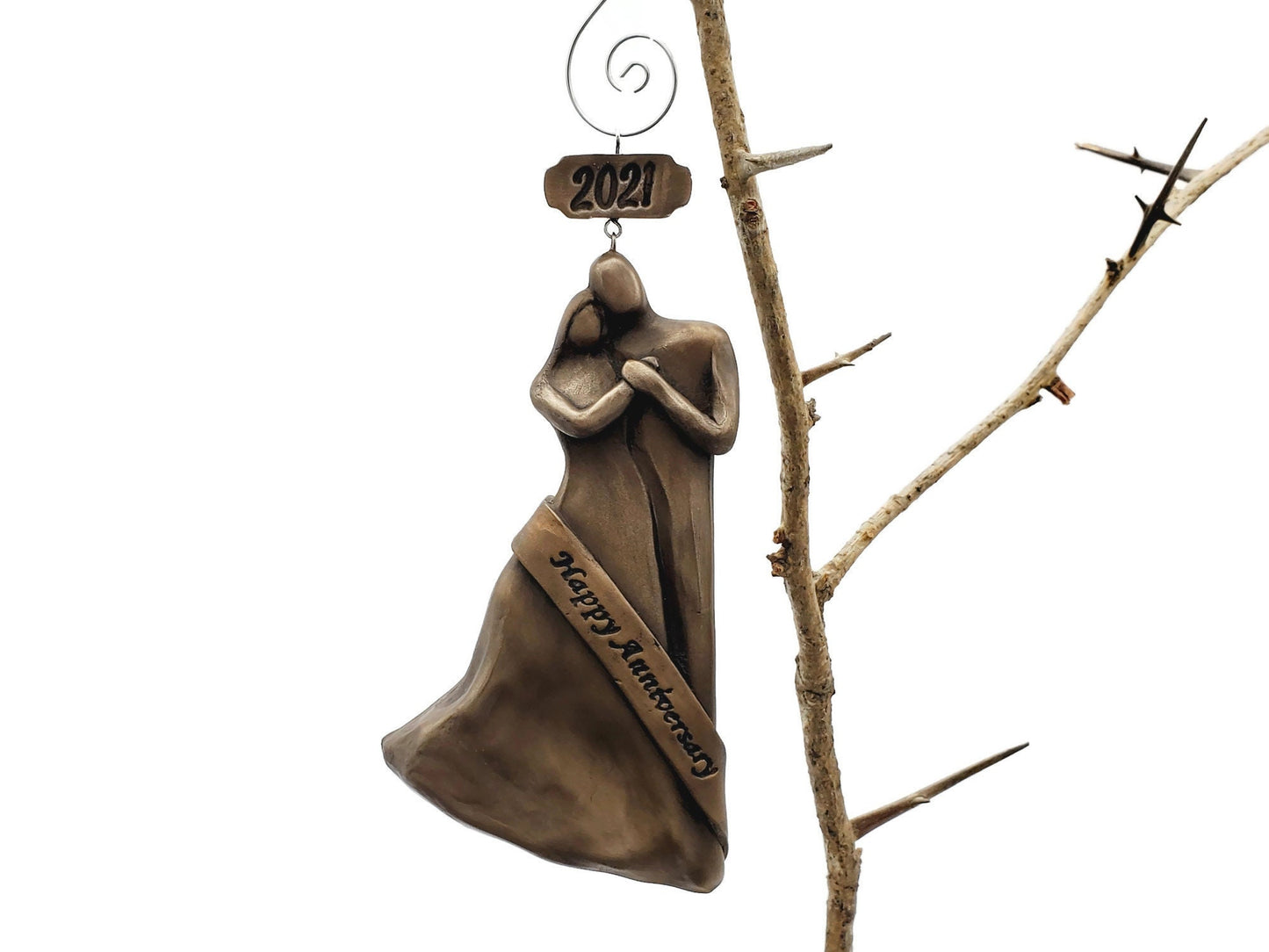 Couple's Wedding Anniversary Gift, Aluminum, Bronze, Copper, Pearl, Ivory, Silver or Gold - Happy Anniversary 2023 Christmas Ornament