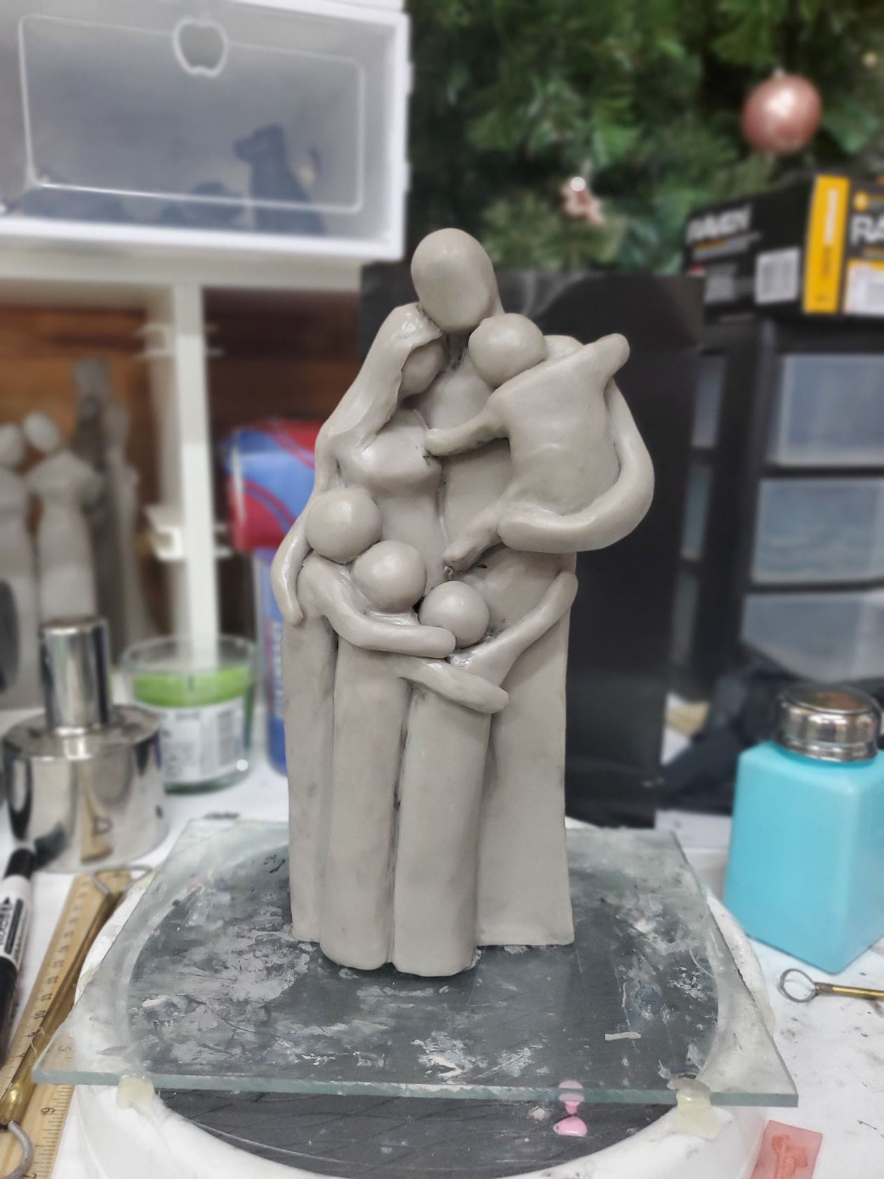 Family of Six Portrait Four Children (Baby & Siblings) Aluminum Gift, Gift for Her, Gift for Him, Tenth Year Husband Wife