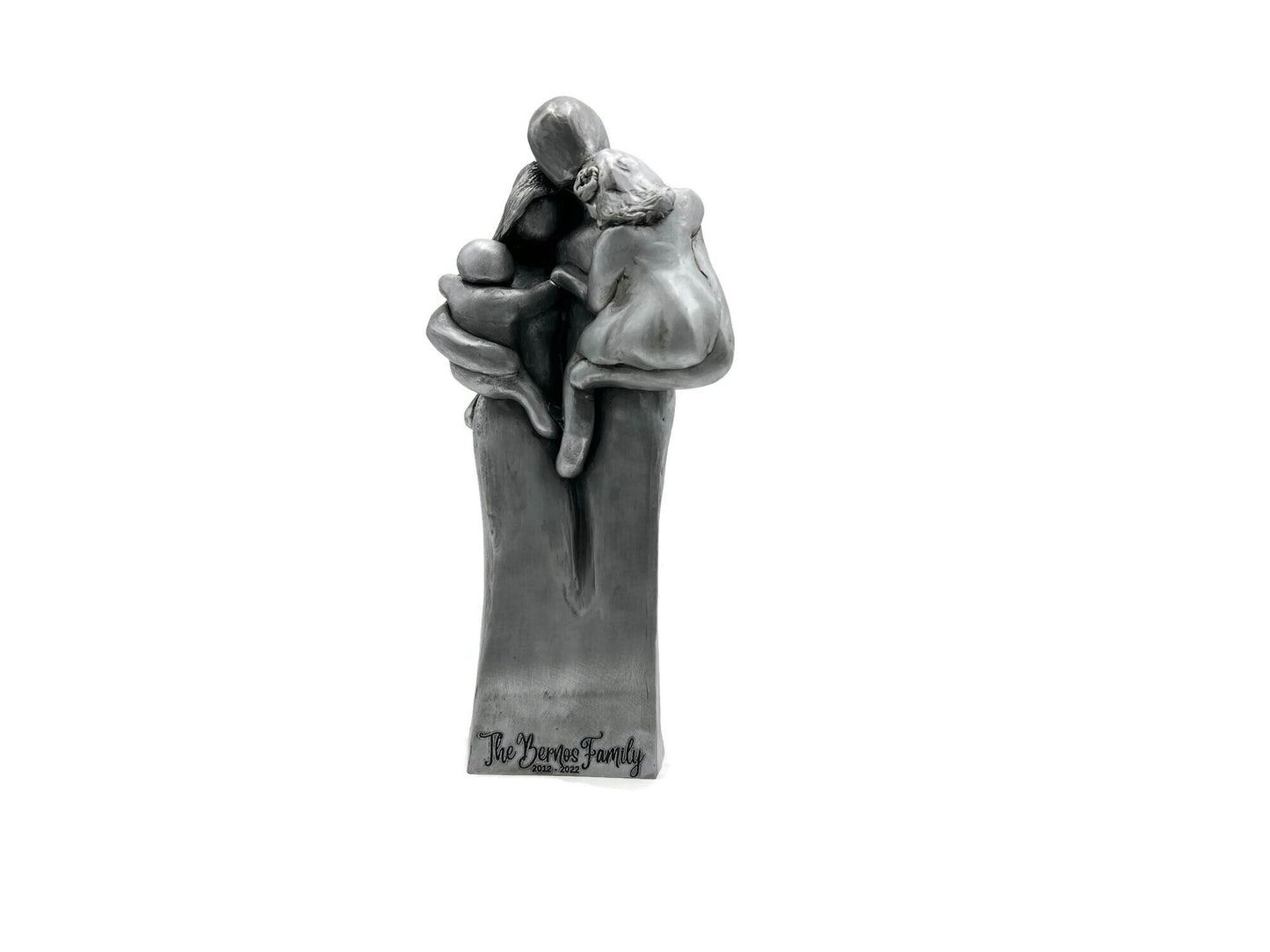 Family of Four w/ Baby and Young Toddler 10 Year Anniversary Aluminum Sculpture 10th Anniversary Gift for Men