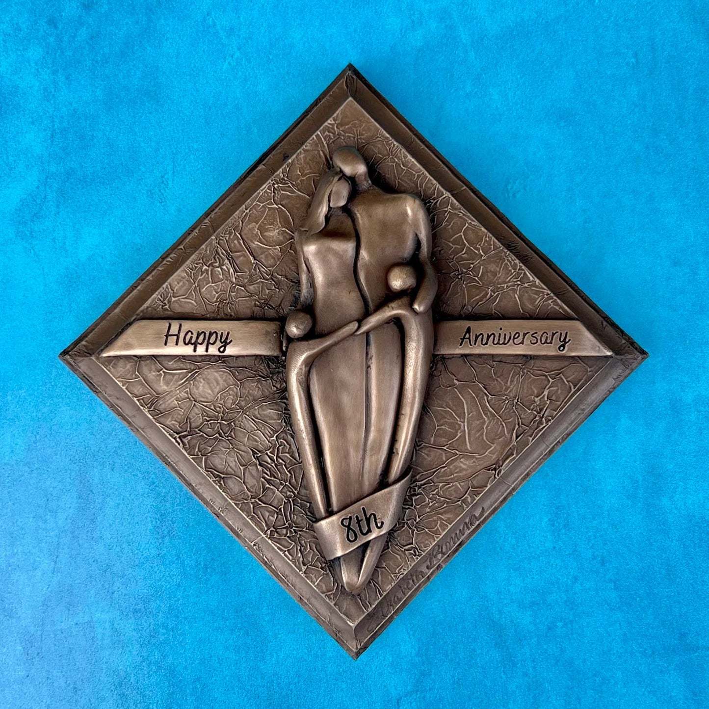 8th Anniversary Bronze Plaque, Anniversary Gift, Eighth Wedding Anniversary Gift for Him and Her