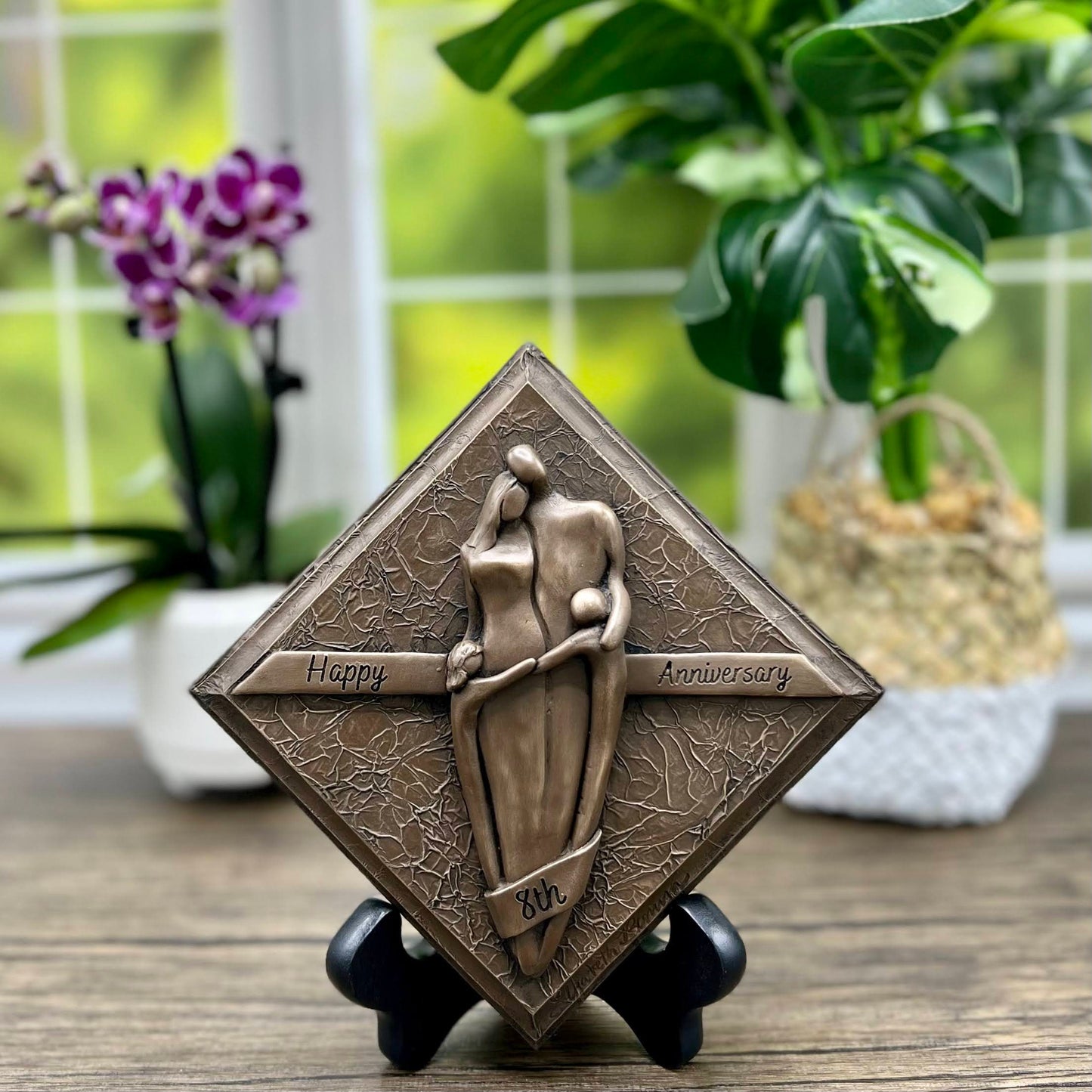 8th Anniversary Bronze Plaque, Anniversary Gift, Eighth Wedding Anniversary Gift for Him and Her