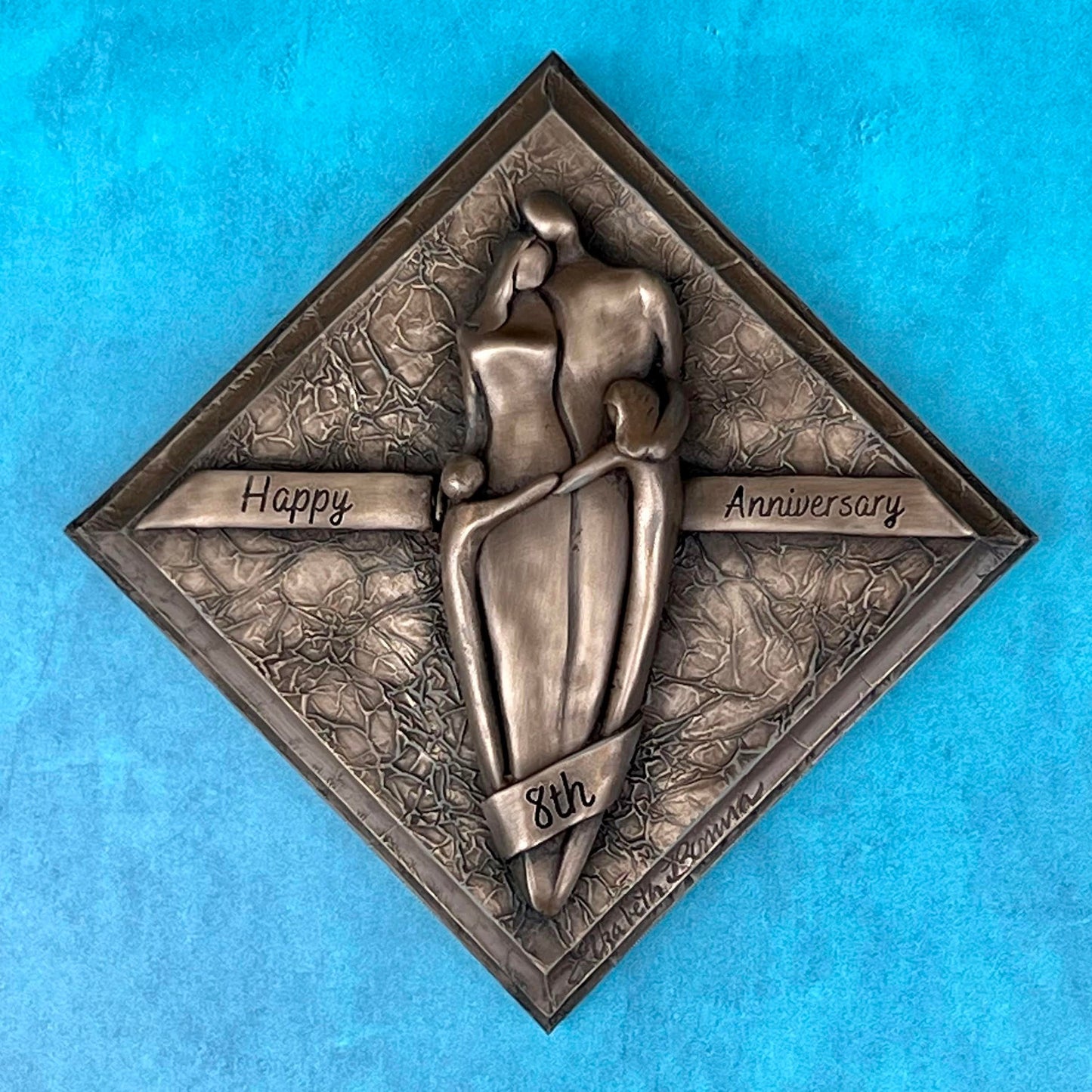 8th Anniversary Bronze Plaque, Anniversary Gift, Eighth Wedding Anniversary Gift for Him and Her