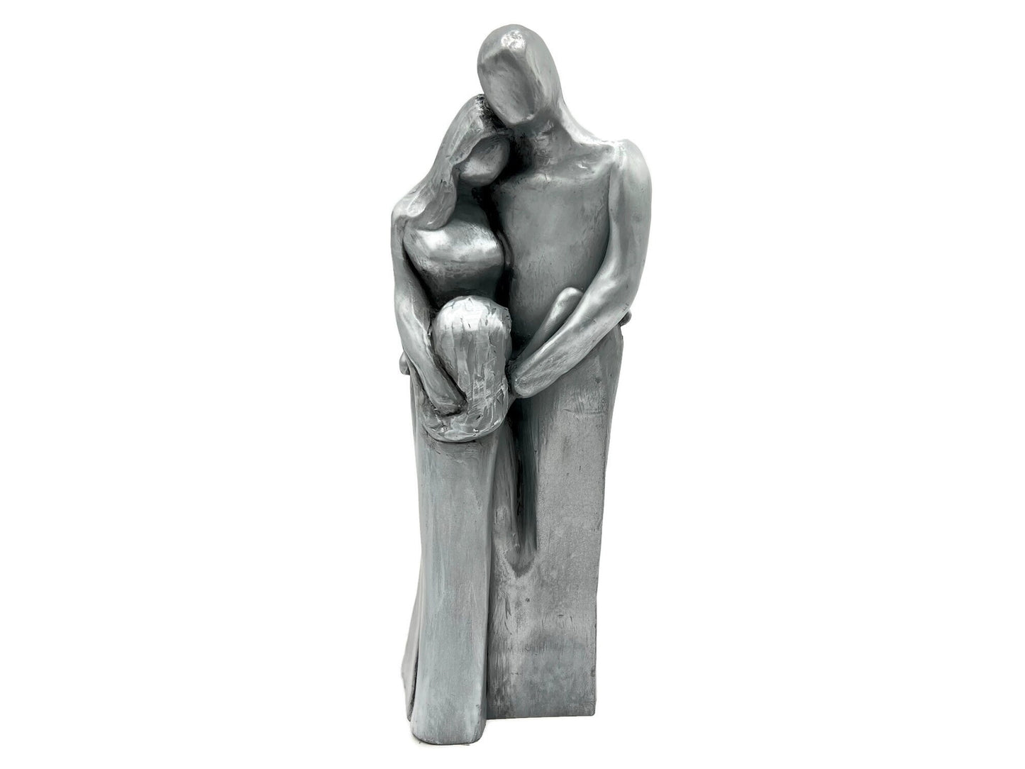 Family of Three 10 Year Anniversary Aluminum Sculpture, Anniversary Gift for Men, Gift for Her, 10 Years Gift for Husband Wife