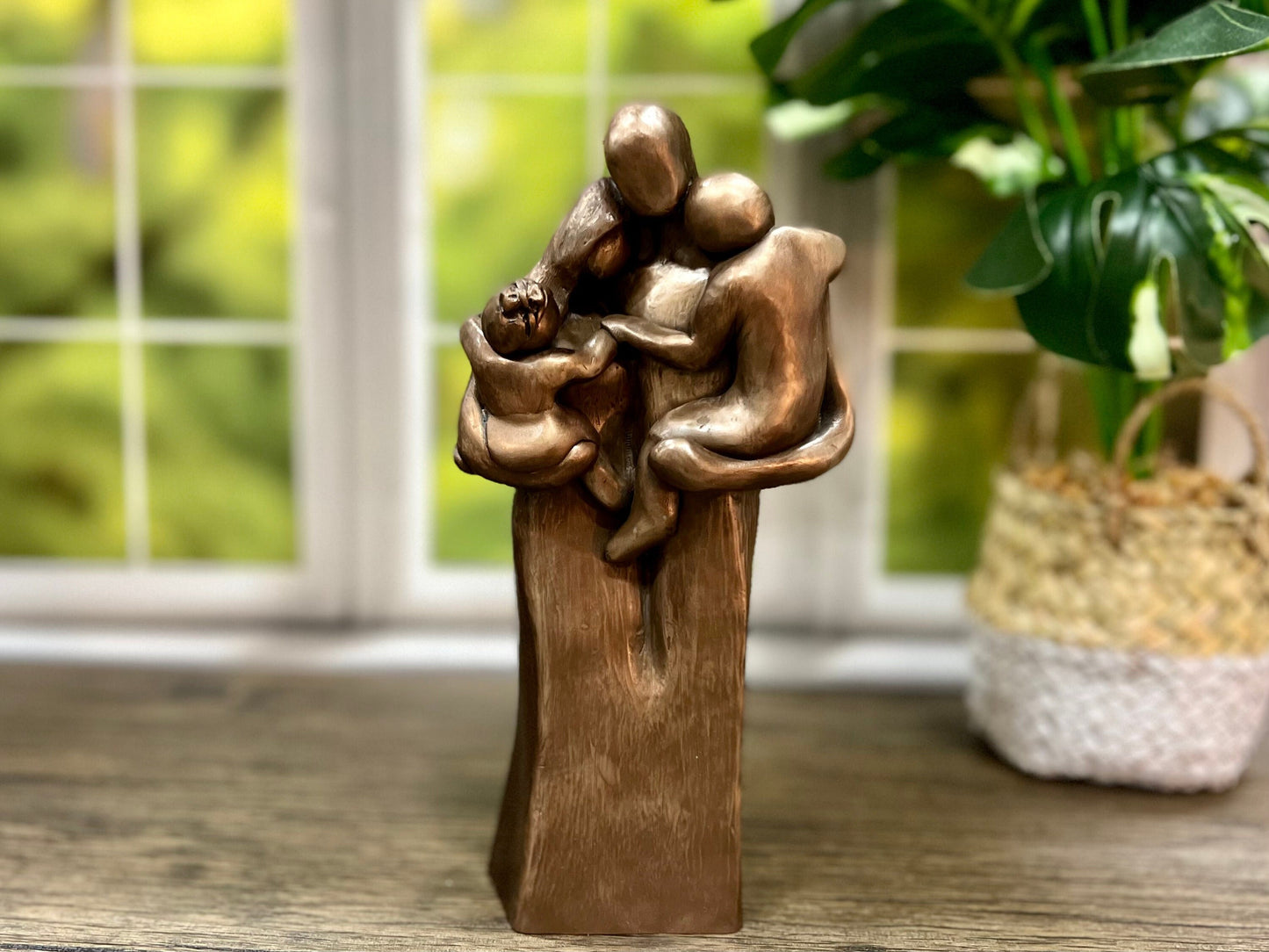 Family of Four w/Baby and Toddler 8 Year Anniversary Bronze Sculpture 8th Anniversary Gift for husband