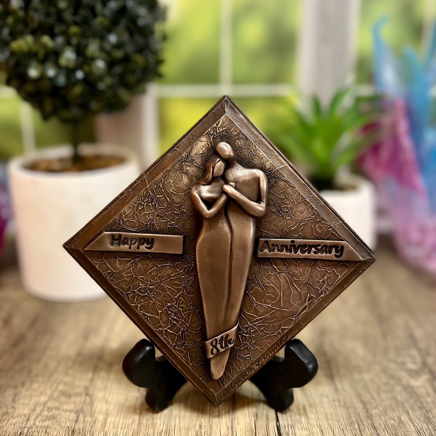 8th Anniversary Bronze Plaque, Anniversary Gift, Eighth Wedding Anniversary Gift for Him and Her