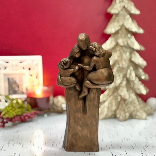 Family of Four w/Baby and Toddler 8 Year Anniversary Bronze Sculpture 8th Anniversary Gift for husband