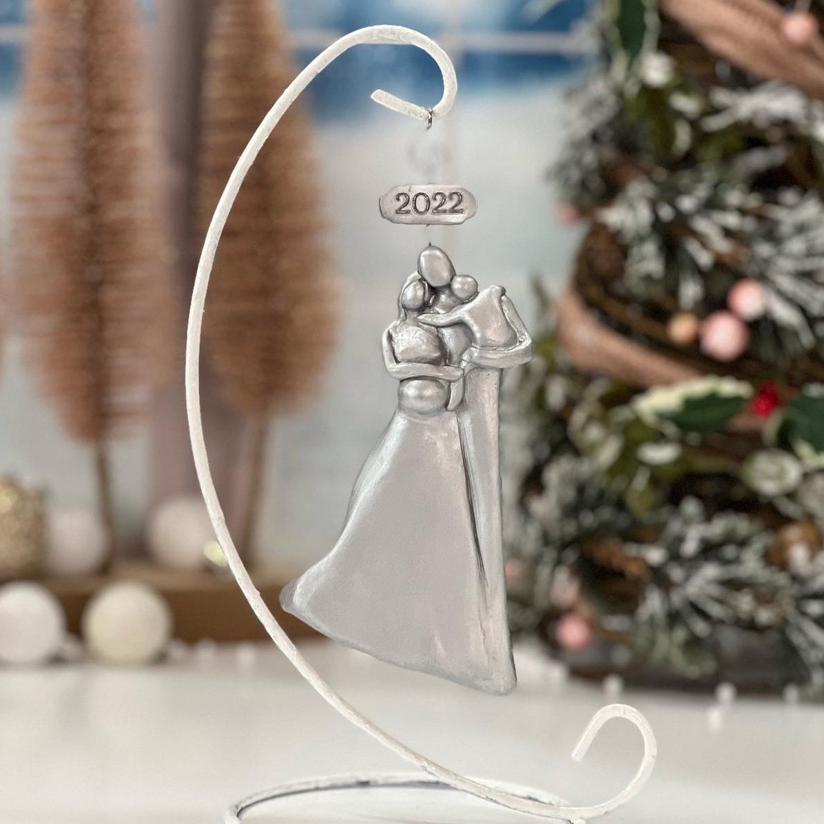 Pregnant Expecting Family of Three with a Toddler Boy Christmas Ornament OrDrEFO3T-B