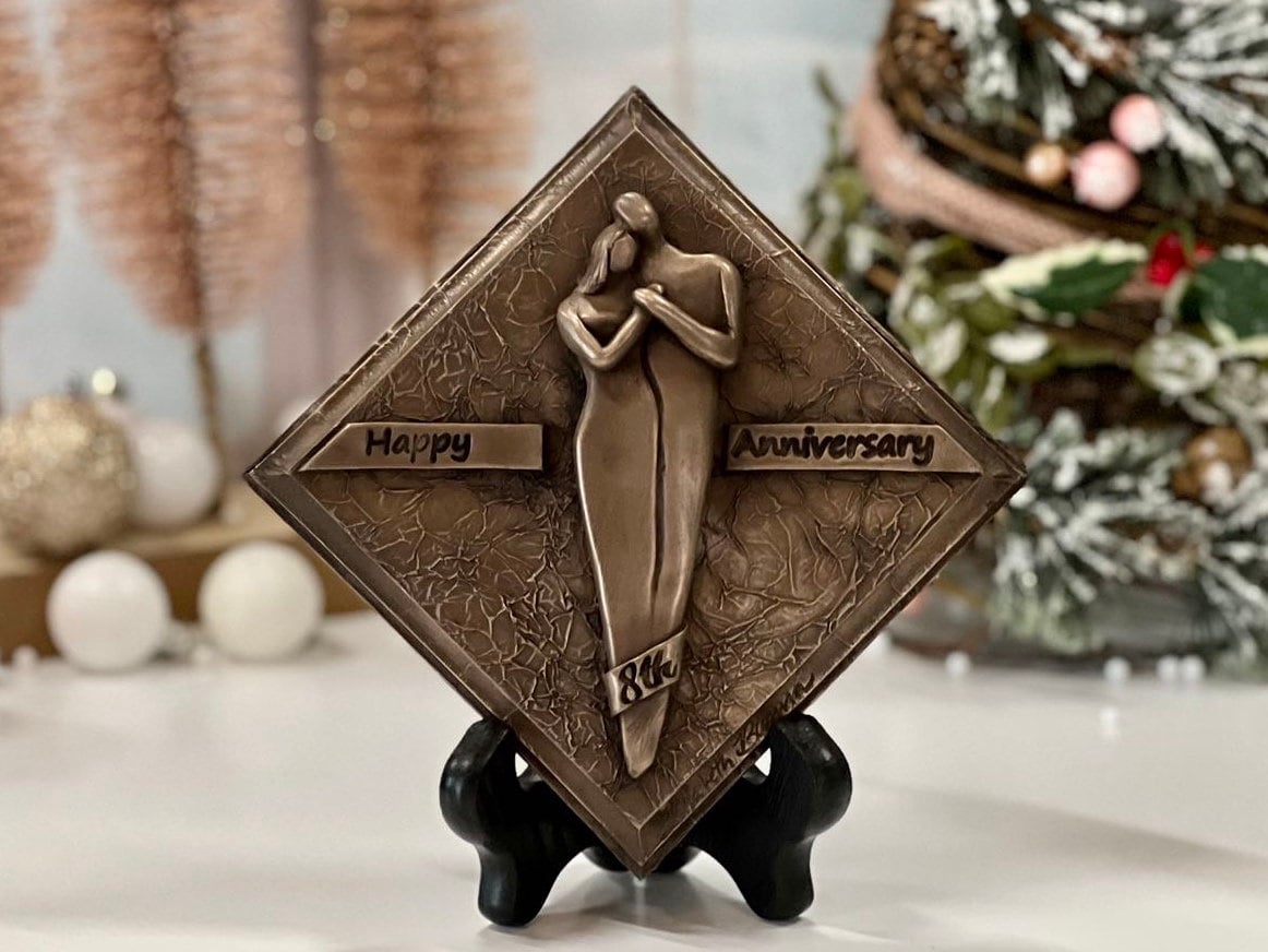 8th Anniversary Bronze Plaque, Anniversary Gift, Eighth Wedding Anniversary Gift for Him and Her