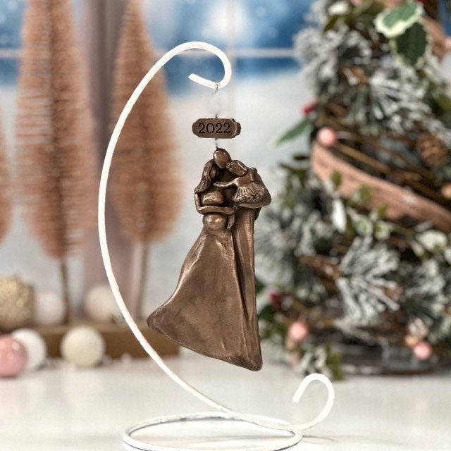 Pregnant Expecting Family of Three with a Toddler GirlChristmas Ornament OrDrEFO3-YTC-G