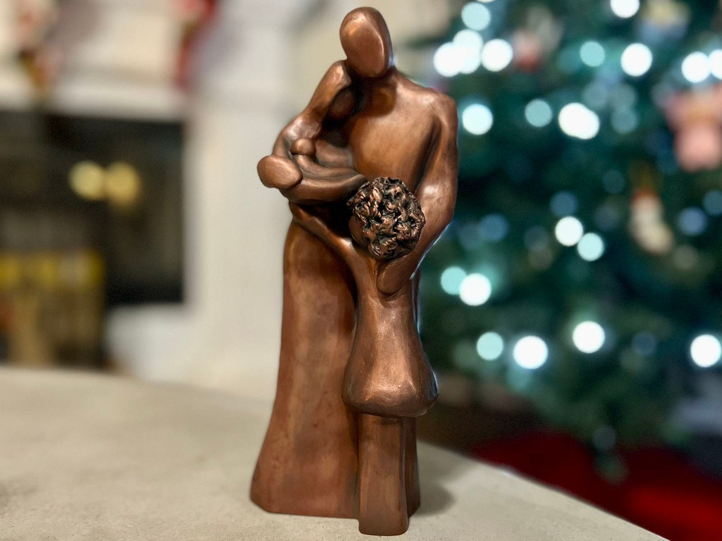 Family of Four w/ Newborn Baby and Big Brother or Sister, Baby’s First Christmas Gift, Anniversary Gift for husband wife parents- FO4BabyC