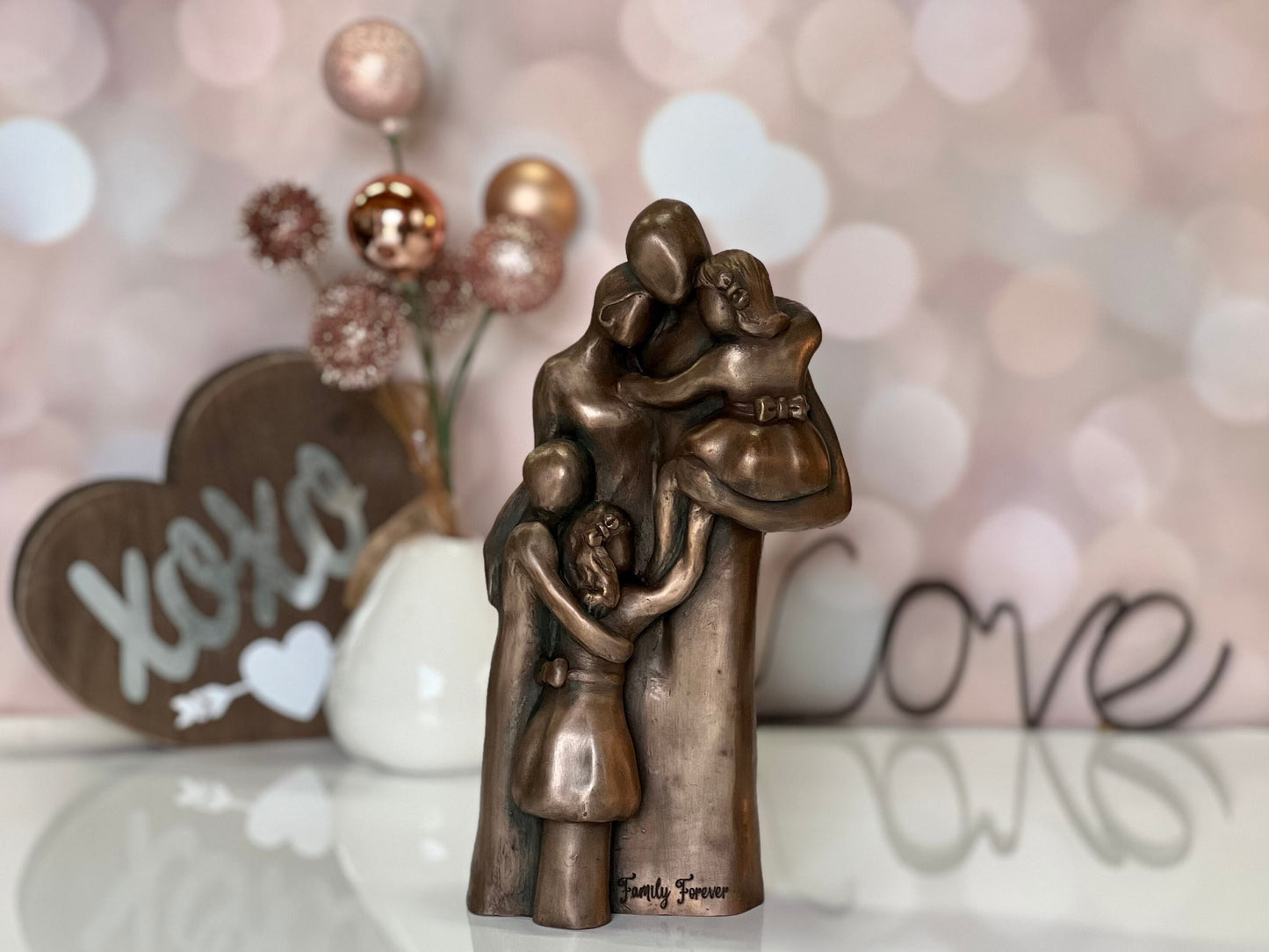7th, 8th, 10th Anniversary Family of Five Portrait Bronze Gift, Birthday, Mother's Day, Father's Day - FO5TCC