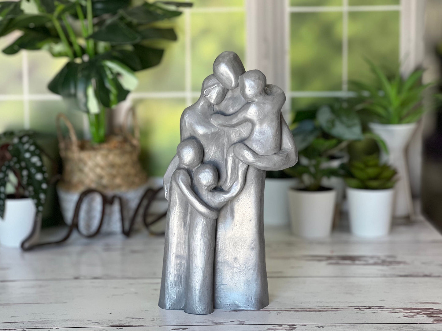 7th, 8th, 10th Anniversary Family of Five Portrait Bronze Gift, Birthday, Mother's Day, Father's Day - FO5TCC