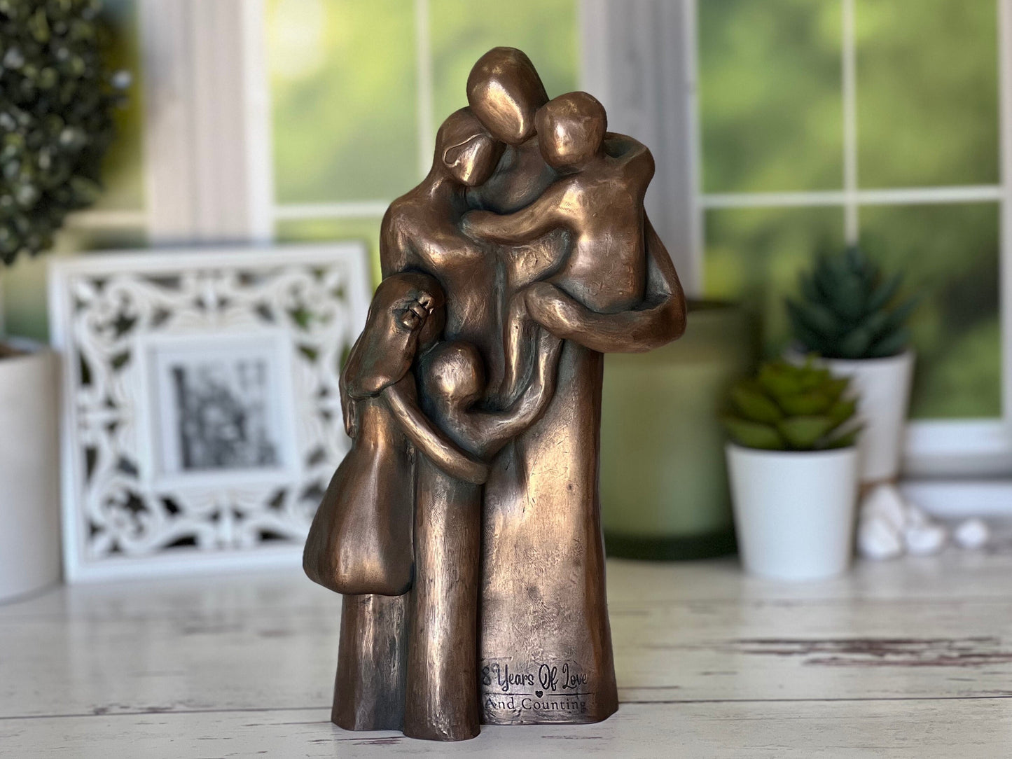 7th, 8th, 10th Anniversary Family of Five Portrait Bronze Gift, Birthday, Mother's Day, Father's Day - FO5TCC