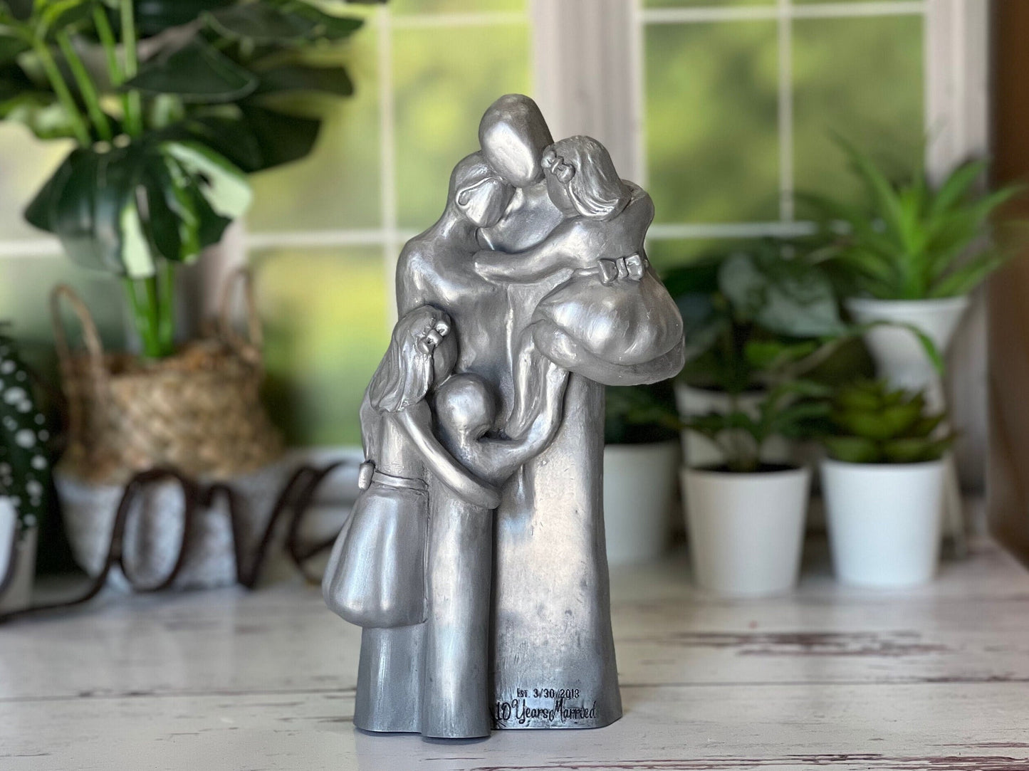7th, 8th, 10th Anniversary Family of Five Portrait Bronze Gift, Birthday, Mother's Day, Father's Day - FO5TCC