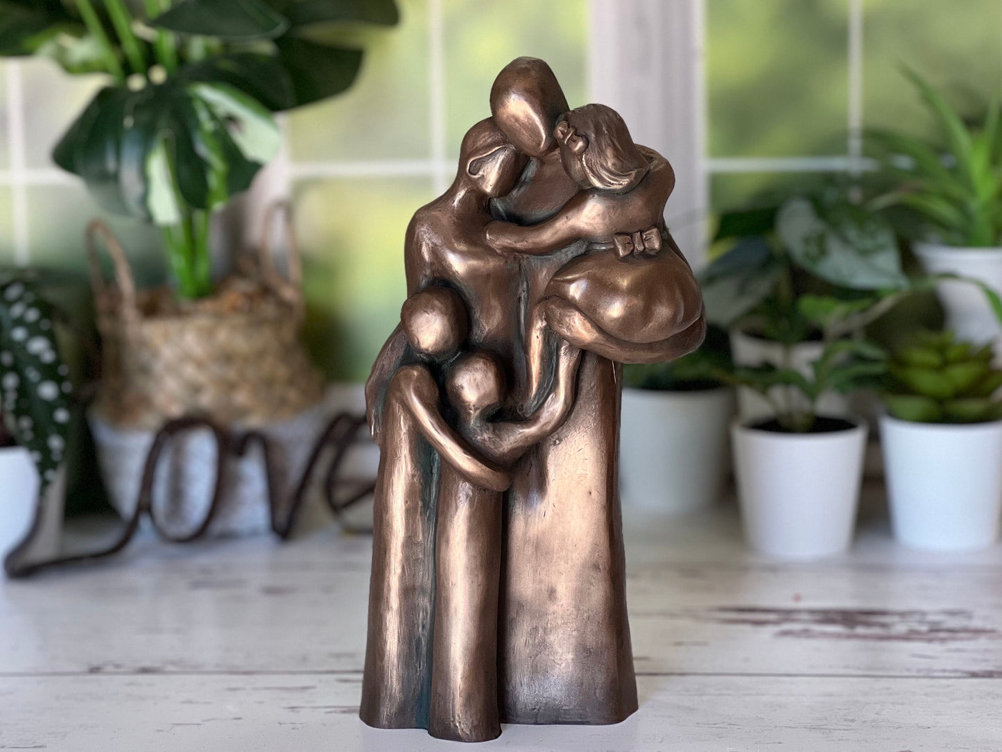 7th, 8th, 10th Anniversary Family of Five Portrait Bronze Gift, Birthday, Mother's Day, Father's Day - FO5TCC