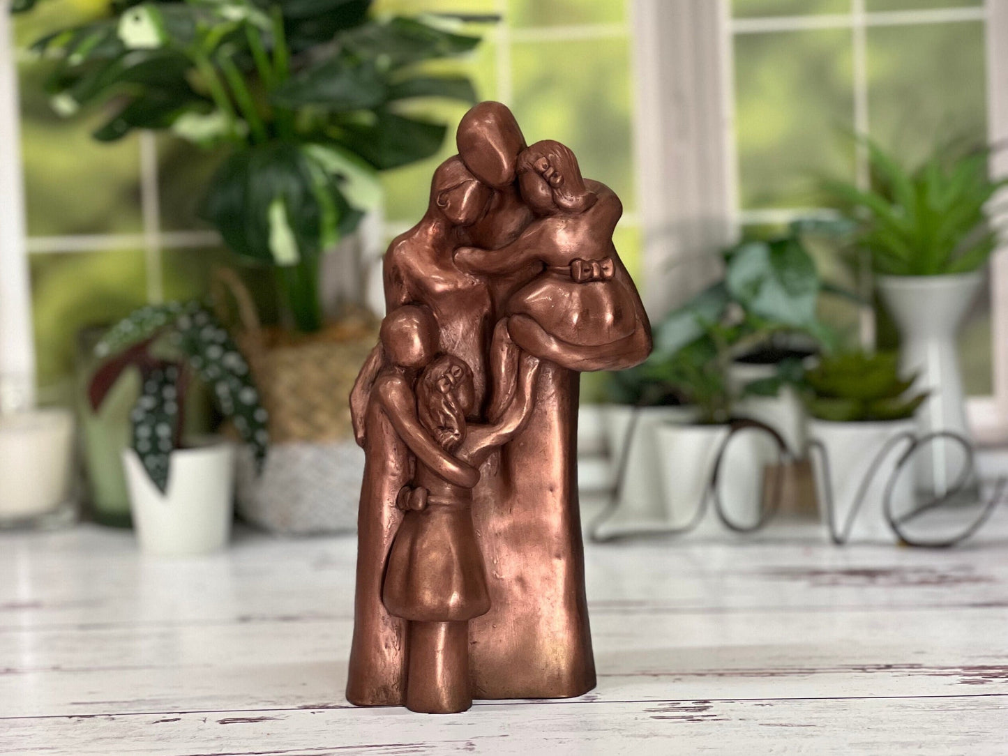 7th, 8th, 10th Anniversary Family of Five Portrait Bronze Gift, Birthday, Mother's Day, Father's Day - FO5TCC