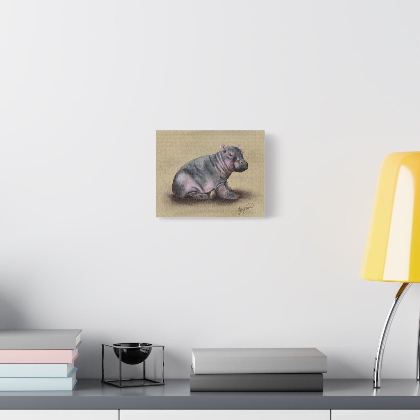 Baby Hippo Art Print — Matte Stretched Canvas Wall Decor