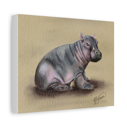 Baby Hippo Art Print — Matte Stretched Canvas Wall Decor