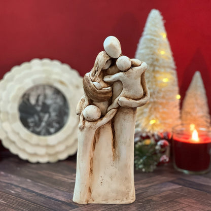 8th Anniversary Family of Five Portrait Bronze Gift, Gift for Her, Gift for Him, Eight Year Husband Wife New Baby