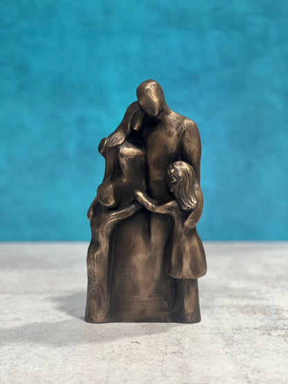 8th Anniversary Family of Four Portrait, Bronze Anniversary Gift, Gift for Her, Gift for Him, 8 Year Anniversary Gift, Cold-Cast Bronze 9FO4