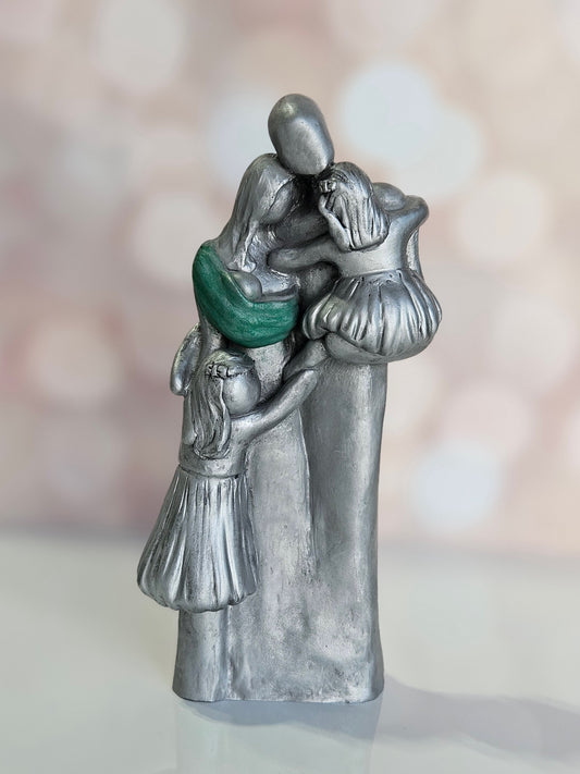 10th Anniversary Family of Five Portrait Aluminum Gift, Gift for Her, Gift for Him, Tenth Year Husband Wife New Baby