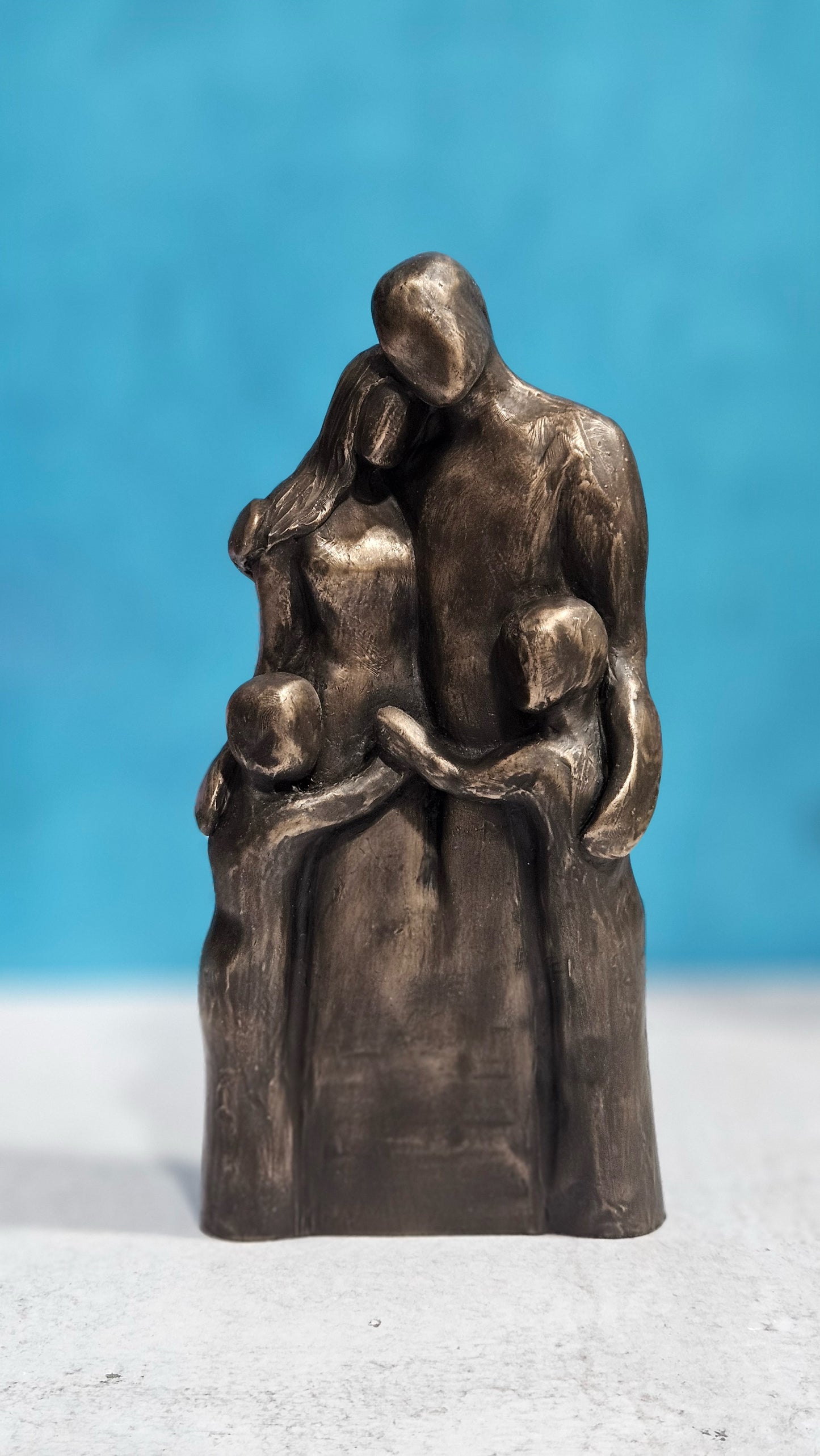 8th Anniversary Family of Four Portrait, Bronze Anniversary Gift, Gift for Her, Gift for Him, 8 Year Anniversary Gift, Cold-Cast Bronze 9FO4