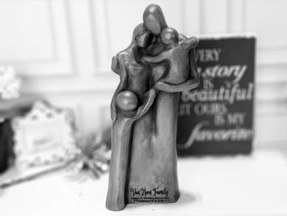 Family of Four Sculpture with Toddler and Child – Aluminum 10th Anniversary Gift