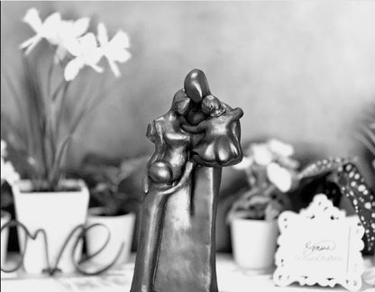 Family of Four Sculpture with Toddler and Child – Aluminum 10th Anniversary Gift