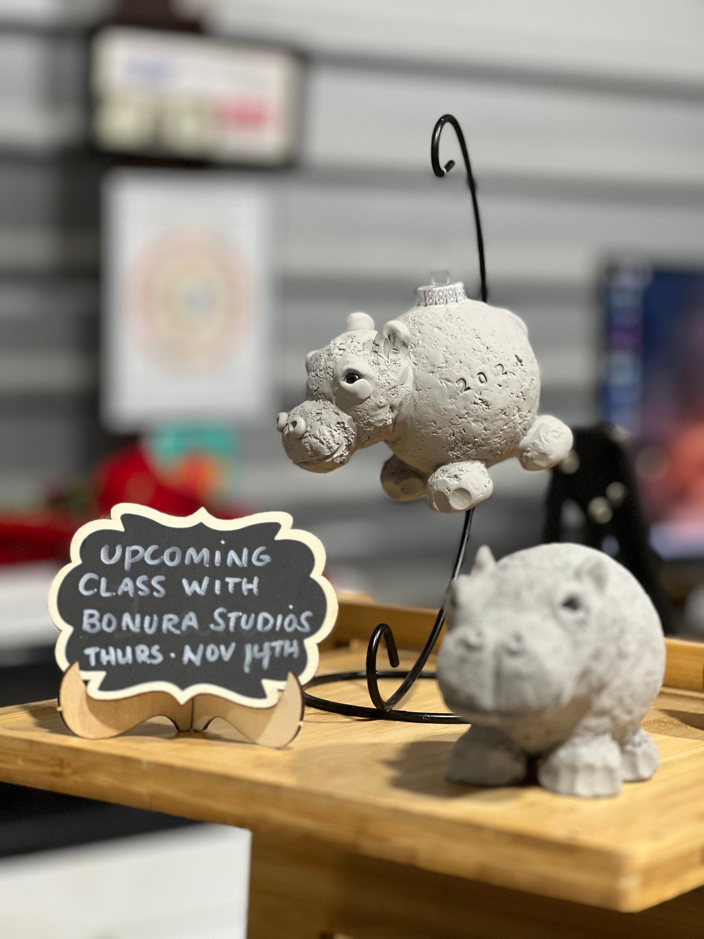 11/24/24 @3:15-4:15pm Sculpt a House Hippo or Ornament Class