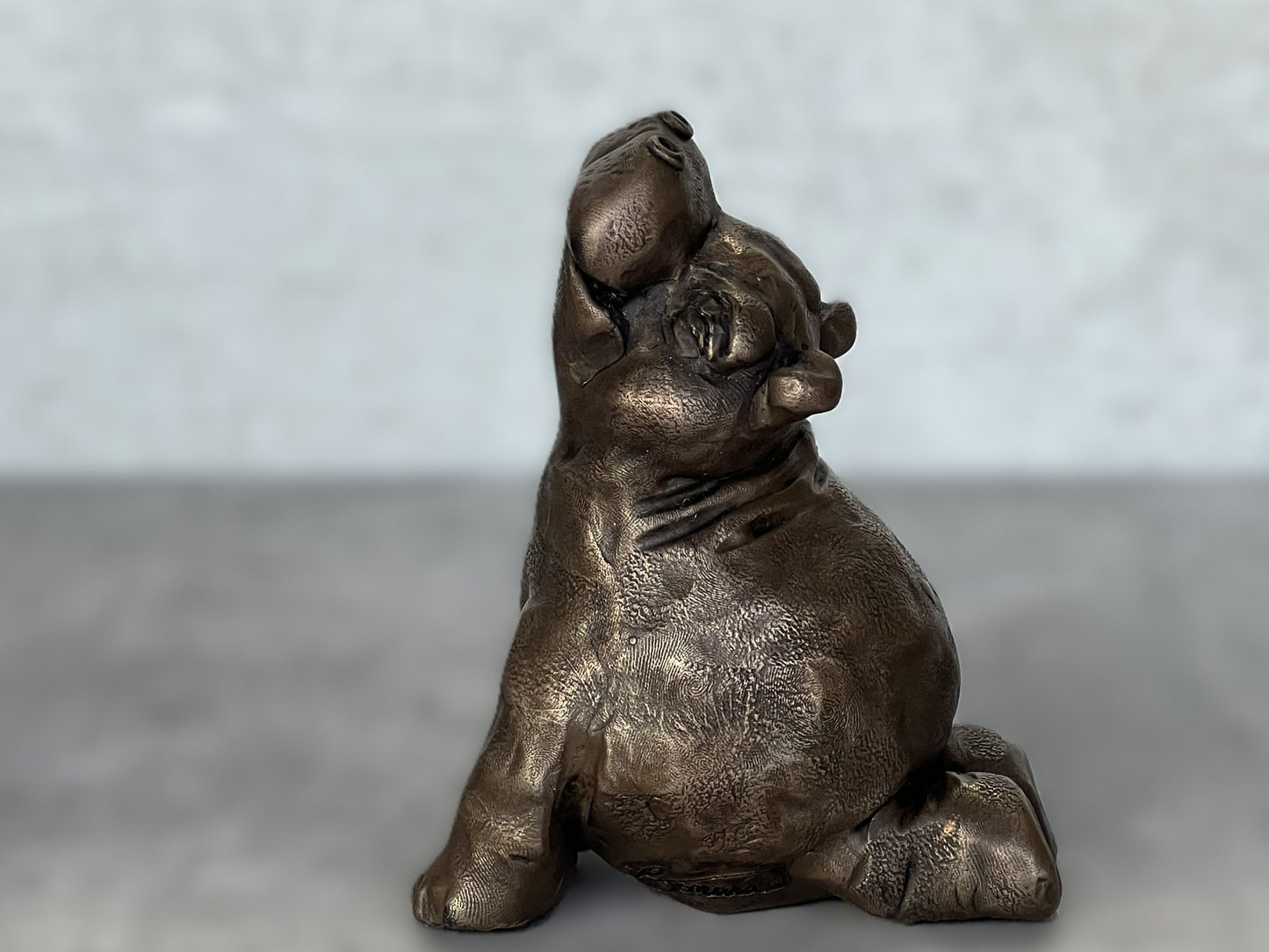 Yogi Hippo Sculpture, Upward Facing Dog Hippopotamus, Yoga Animal Figurine