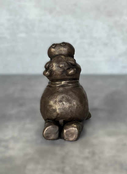 Yogi Hippo Sculpture, Upward Facing Dog Hippopotamus, Yoga Animal Figurine