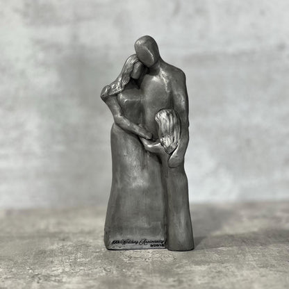 Personalized Anniversary Gift – Family of Three Sculpture with One Child (7th, 8th, 10th)