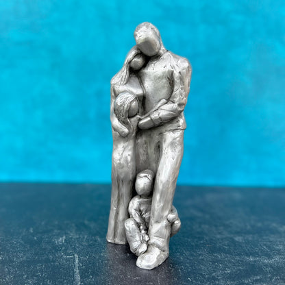 Family of Four Figurine Christmas Gift for Mom, Dad, Husband Wife 7th, 8th, 10th Anniversary Bronze, Aluminum or Copper Gift