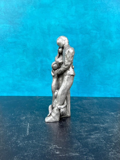 Family of Four Figurine Christmas Gift for Mom, Dad, Husband Wife 7th, 8th, 10th Anniversary Bronze, Aluminum or Copper Gift