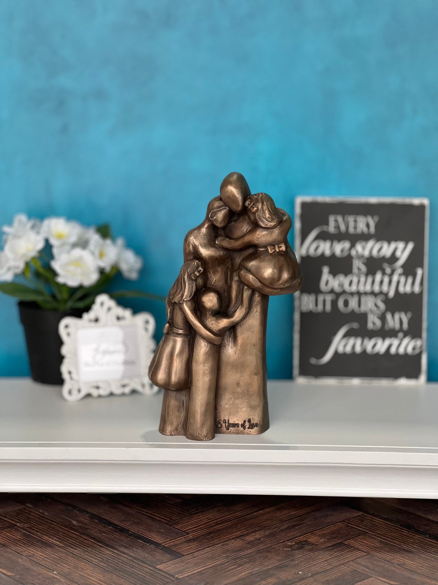 7th, 8th, 10th Anniversary Family of Five Portrait Bronze Gift, Birthday, Mother's Day, Father's Day - FO5TCC