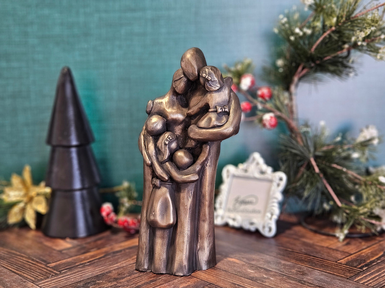 Family of Six Portrait Four Children Aluminum Gift, Gift for Her, Gift for Him, Tenth Year Husband Wife