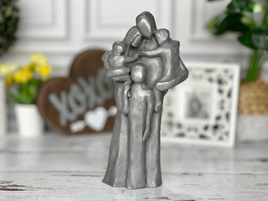 Personalized Family of Five Sculpture with Older Baby, Toddler, and Child FO5YtTC