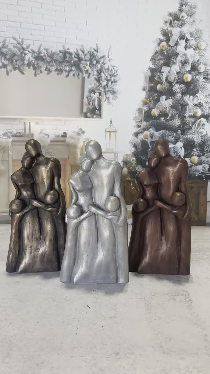 Family Hug Figurine Sculpture - Personalized Keepsake Christmas Gift for Mom Dad Husband Wife